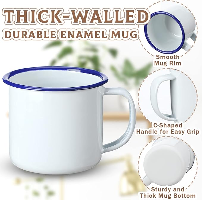 Yinder Mini Enamel Camping Coffee Mugs Metal Small Classic Portable White Campfire Mugs Bulk Vintage Cups with Handle for Coffee Tea Picnic Travel Indoor Outdoor Activities (24 Pcs,4 oz)