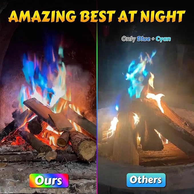HGD (25 Pack) Magic Campfire Fire Color Changing Packets for Fire Pit, Indoor/Outdoor Fireplace, Bonfire - Rainbow Magical Flame, Camping Accessory, Compatible with Wood