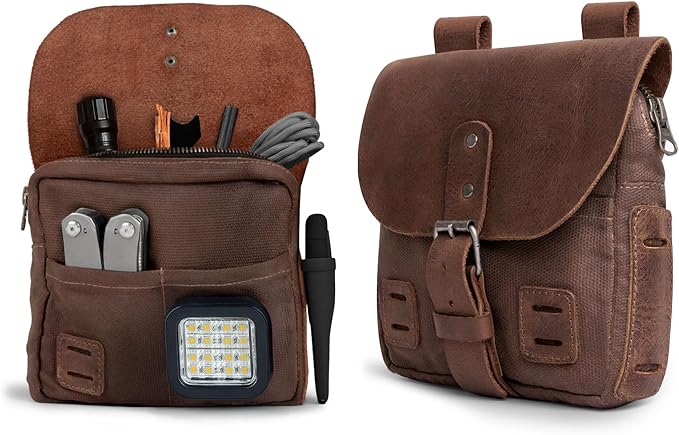 Hide & Drink, Survival Camping Pouch, Belt Loop, Rustic and Handy Tool Bag, Weather Resistant Outdoor Accessories, Traveling Essentials, Waxed Canvas, Handmade