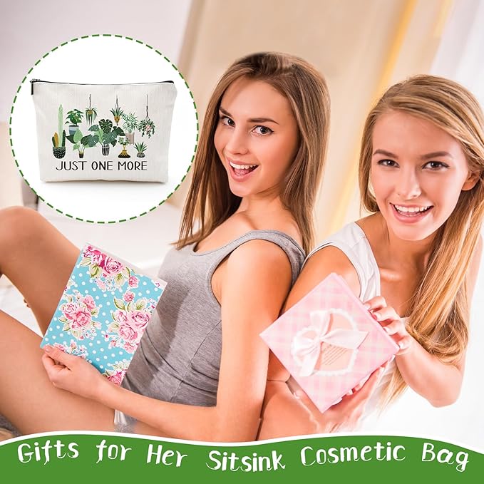 Sitsink Plant Lover Makeup Bag - Botanical Gifts for Women, Just One More Plant Cosmetic Bag, Funny Gardening Birthday Present