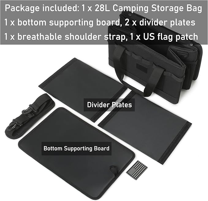 Tactical Camping Storage Bag 28L Tactical Utility Tote Bag Camping Cookware Organizer Trunk Organizer