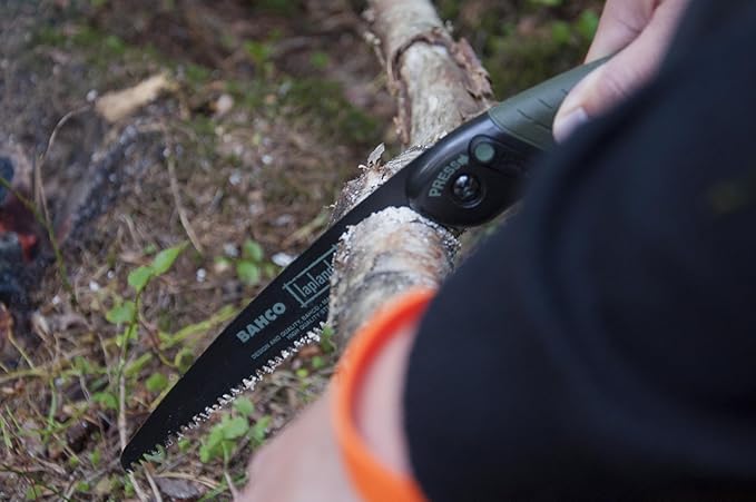 Bahco BAH396LAP 7-1/2" Laplander Folding Saw for Trail Maintenance, Wood Processing, and Survival Use, Rust-Protected Blade, Secure Lock, Ergonomic Grip, Ideal Bushcraft and Camping Tool