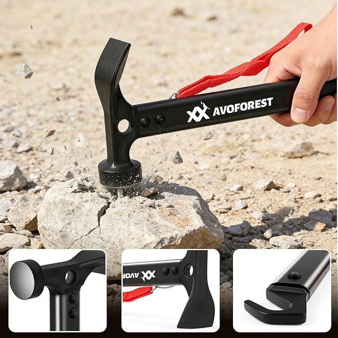 20 Pcs Tent Stakes with Camping Hammers,Avoforest 7.1 Inch Non-Rust Metal Tent Pegs + Portable Tent Stakes Hammers Ground Stakes and Tent Accessories Camping with Storage Bag,Garden,Hiking