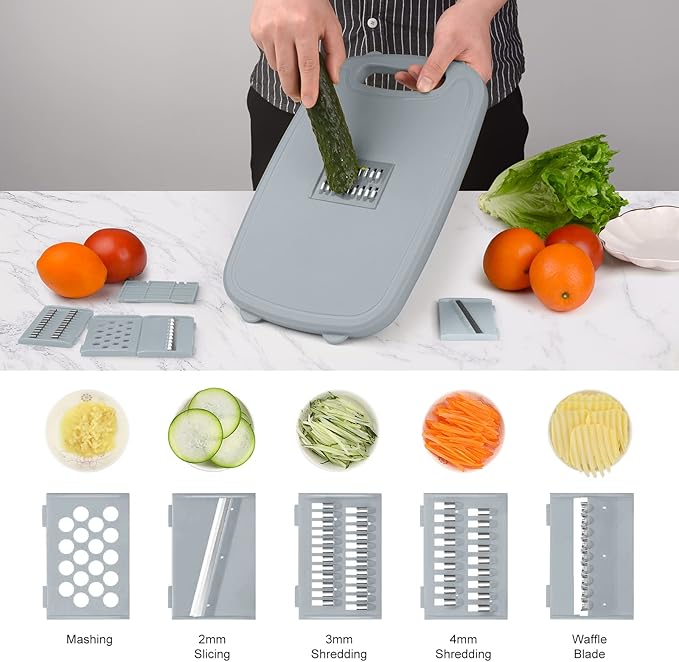 Gintan Camping Cutting Board, 9-in-1 Collapsible Chopping Board with Colander, Kitchen Vegetable Washing Basket for Camping, Camping Gifts Camping Accessories for RV Campers (Gray)