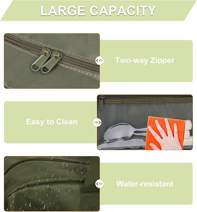 22" Upgraded Grill Tools Storage Bag, BBQ Utensil Holder with Pockets, Carry Bag for Outdoor Camping & Hiking BBQ, Gift for Men, Green
