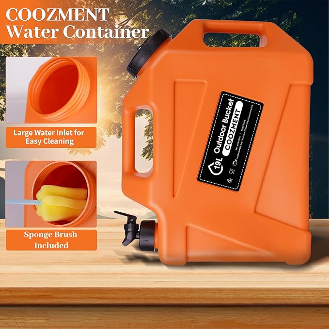 COOZMENT 3.2 Gallon/5 Gallon Water Containers with Spigot, BPA Free Water Jug, Military Green Water Tank, Multifunction Water Storage Containers for Camping Outdoor Hiking,Emergency Stroage