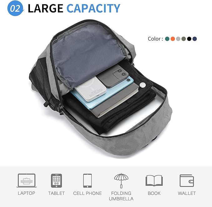 Hiking Daypack Packable, Camping Backpack Water Resistant Lightweight Polyester for Men Women Travel Outdoor