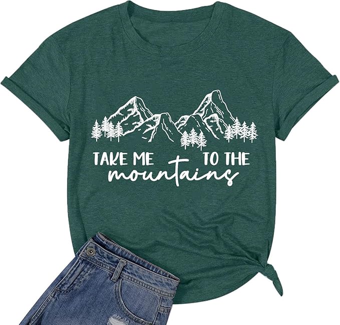 Happy Camp T-Shirt Women Hiking Mountain Adventure Novelty Workout Funny Saying Cute Graphic Athletic Shirt