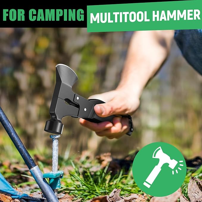 15-in-1 Multitool Axe Hatchet, Birthday Gifts for Men, Essential for Camping, Hiking, Cool Gadget, Gifts for Men. Women, Dad, Him, Husband, Father, Mechanic, Boyfriend, Black