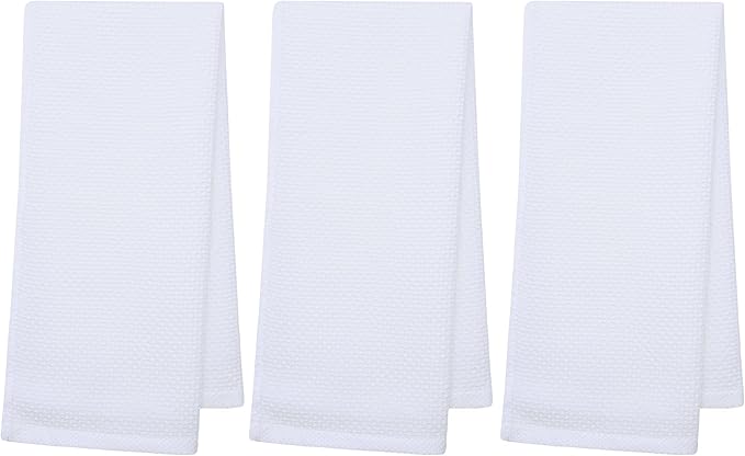 Mia'sDream Kitchen Towels Set, Cotton Dish Towels for Kitchen Washing Dishes, Soft and Absorbent Kitchen Hand Towels Tea Towels, 13inch x 28inch 3 Pack (White)