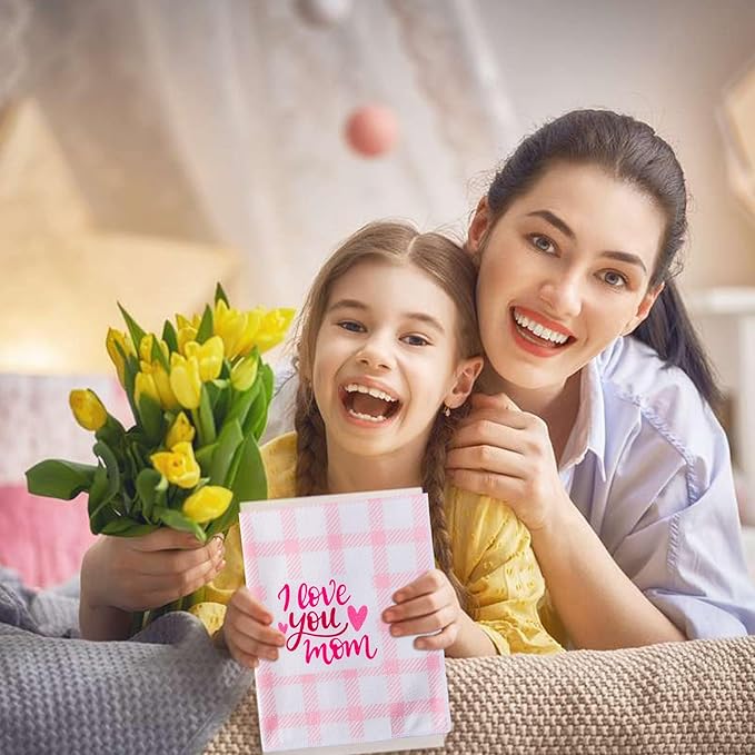 R HORSE 5Pcs Best Mom Kitchen Dish Towel Set Mother Pink Floral Absorbent Drying Dish Tea Towels Bar Hand Dishcloths Kitchen Rag Happy Mother's Day Decor for Bathroom Home Housewarming Supplies