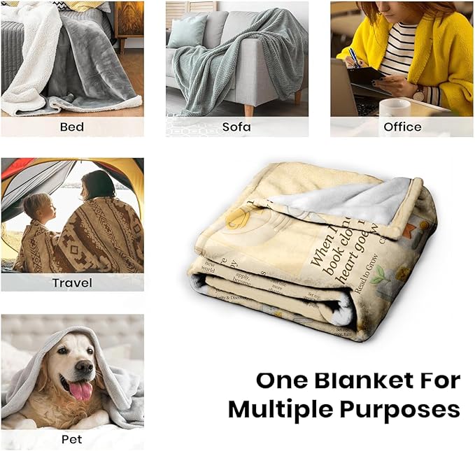 Book Lover Reading Blanket 60x50, Vintage Newspaper Editorial Design, Cozy Polyester Flannel Throw for Couch, Bed & Sofa, Sepia Reader-Themed Home Decor, Gift for Women & Adults