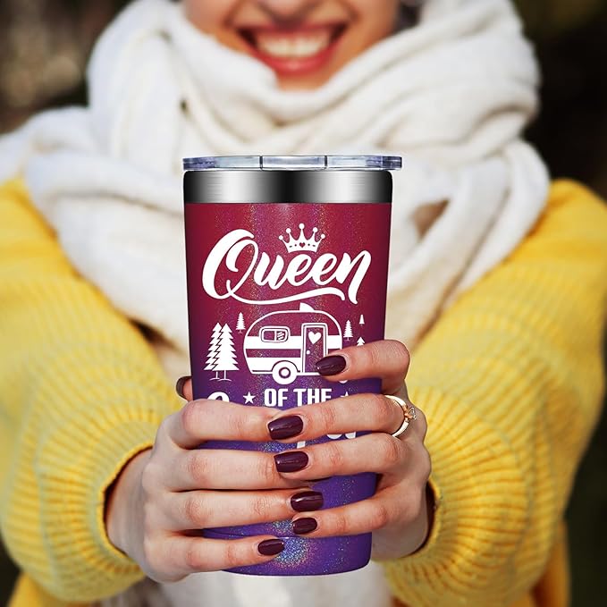 Camping Gifts for Women - Mothers Day Birthday Gifts for RV Owners - Gift Ideas for Enthusiasts, Owners, Outdoors, Camping - Queen of the Camper - 20oz Tumbler
