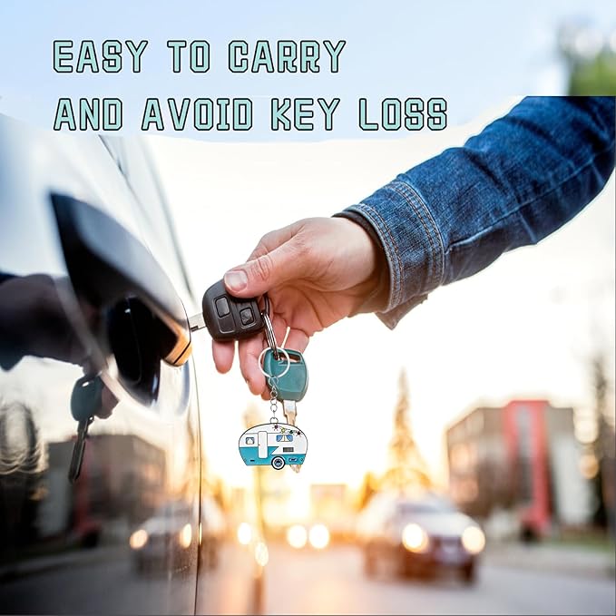 Camper Keychain, Upgraded Double-Side Metal Camping Key chain, Couples RV Accessories Set of 2 for Men Women