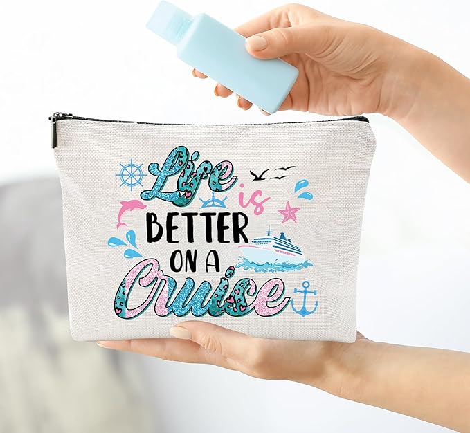 Sitsink Cruise Lovers Gifts for Women - Unique Vacation Cosmetic Bags, Summer Makeup Bags for Women, Anchor Gifts for Girls BFF Birthday