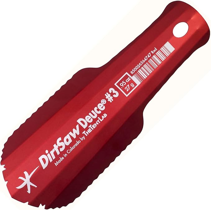TheTentLab DirtSaw® Deuce #3 - .97 oz Ultralight Backpacking Trowel, Color: madeinUS–RED