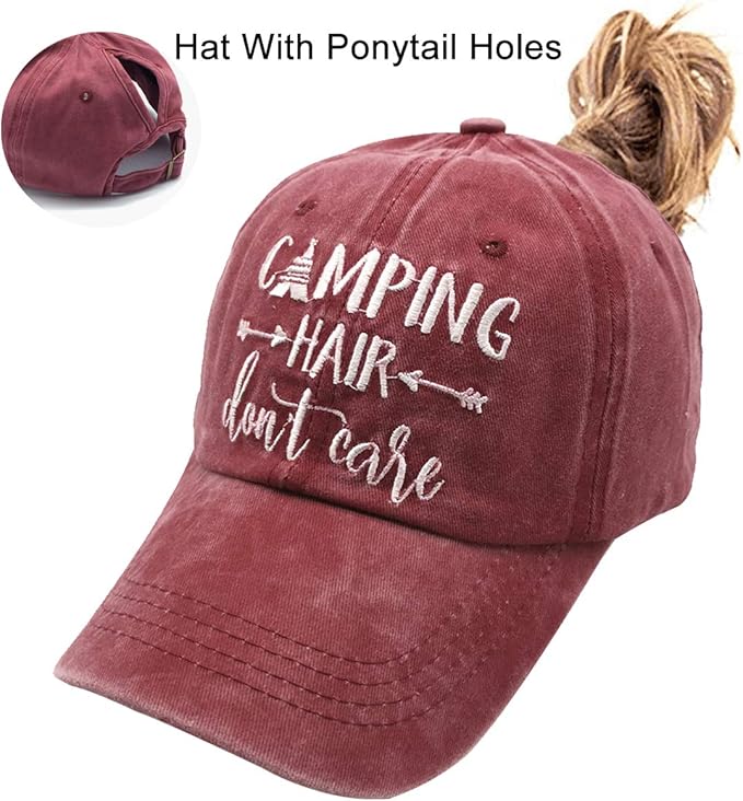 Waldeal Women's Embroidered Adjustable Ponytail Hat Low Profie Washed Baseball Cap