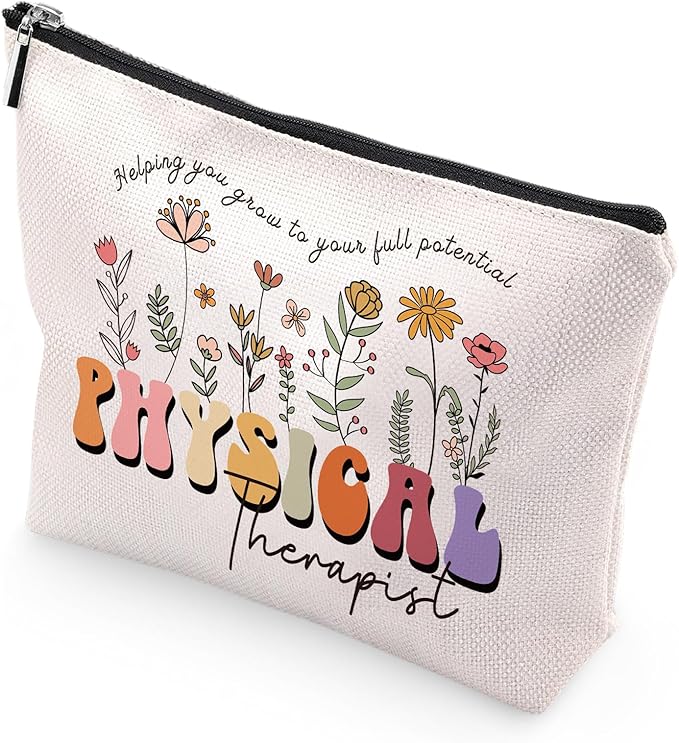 Sitsink Physical Therapist Gifts for Women - Small Makeup Bags Physical Therapy Gifts for Girls, Flower Therapist Gifts for Girls Help You Grow to Your Full Potential, Cool Gifts for Friends Birthday
