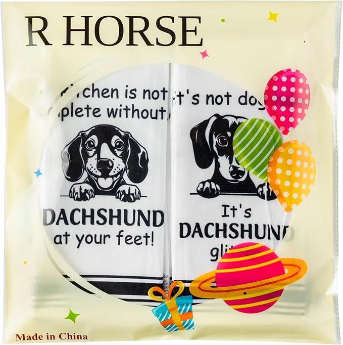 R HORSE Dachshund Kitchen Dish Towel - 5Pcs Cute Dachshund Cleaning Dishcloth Puppy Dog Absorbent Bar Quick Dry Hand Towel Tea Towels for Dog Mom & Dad Housewarming Bathroom Kitchen Home Decors