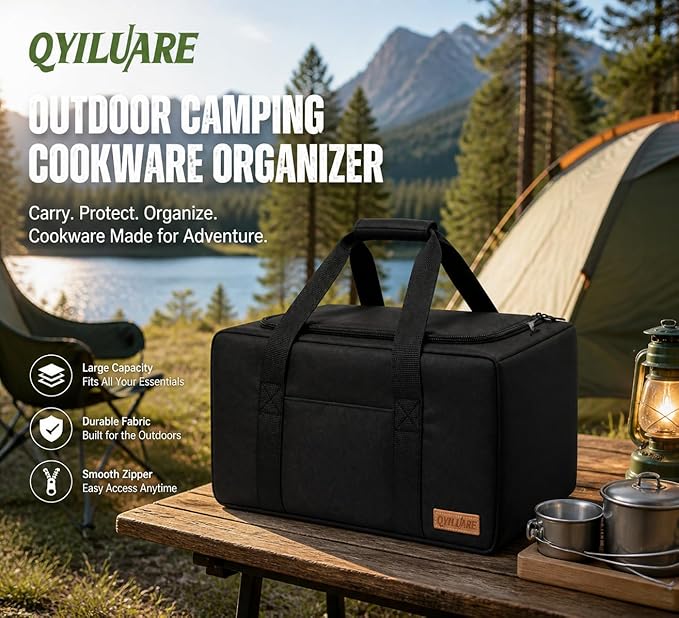 Camping Kitchen Storage Bag, 28L Water-Resistant Outdoor Camping Cookware Organizer for Camping Utensils,Cookware,BBQ Essentials & Portable Propane Camping Stove