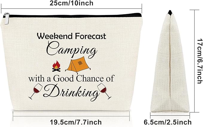 Sazuwu Happy Camper Gifts for Women Graduation Retirement Makeup Bag Cosmetic Organizers Travel Pouch Camper Lover Vacation Christmas Birthday Present Camping Essentials for Adults