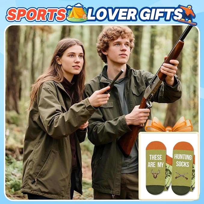 HAPPYPOP Sports Gifts for Men Women - Gifts for Camper Lifter, Hunting Golfing Socks