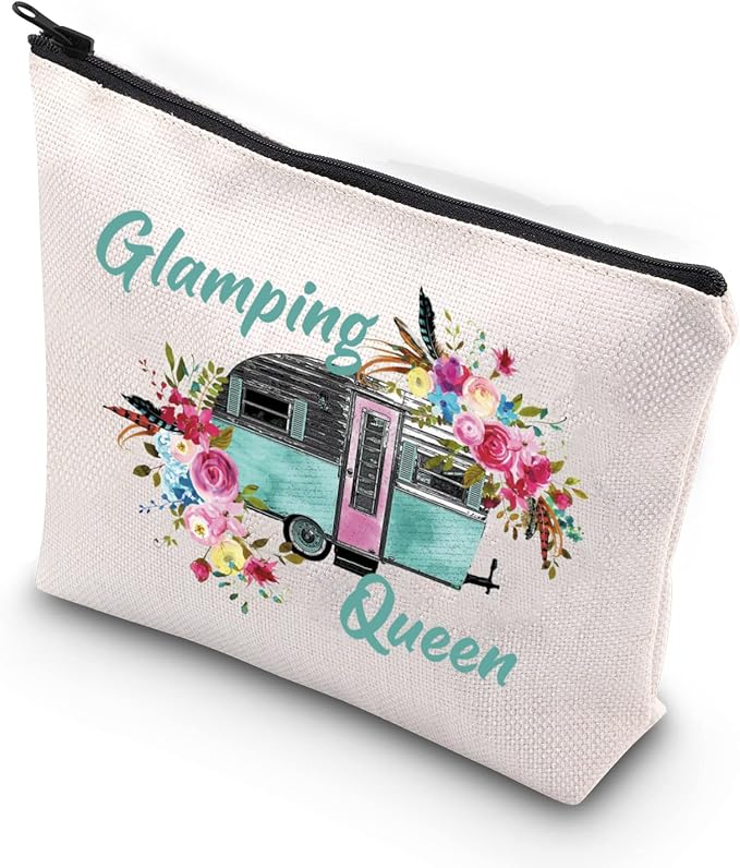 TSOTMO Glamping Gift for Women Clamping Queen Nature Lover Zipper Pouch Makeup Bag (Glamping Queen)
