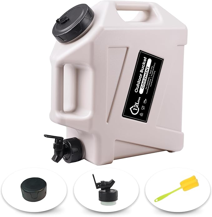 COOZMENT 3.2 Gallon/5 Gallon Water Containers with Spigot, BPA Free Water Jug, Military Green Water Tank, Multifunction Water Storage Containers for Camping Outdoor Hiking,Emergency Stroage