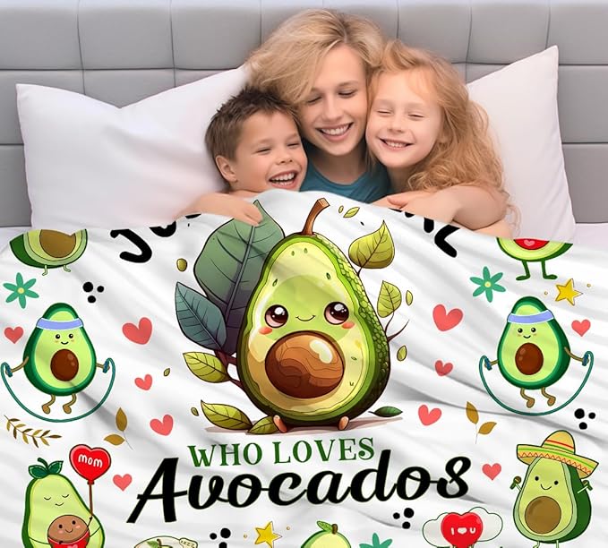 Cute Avocado Blanket Cartoon Avocados Throw Blankets Soft Fruit Avocado Plush Stuff Blankets Best Christmas Birthday Gifts for Girls Women Kids Adults 60"x50"