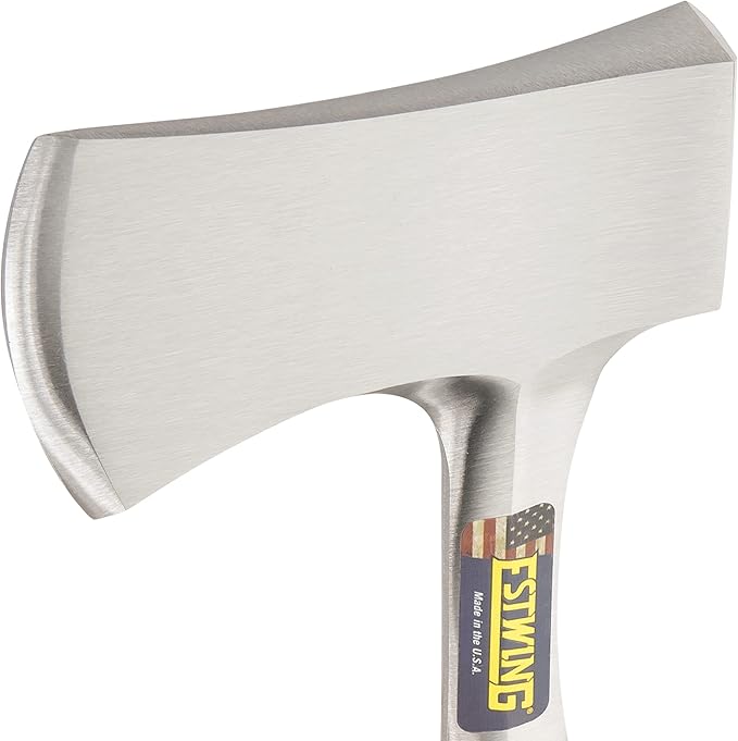 ESTWING Sportsman's Axe - 12" USA Made Camping Hatchet with Forged Steel Construction & Genuine Leather Grip - E14A