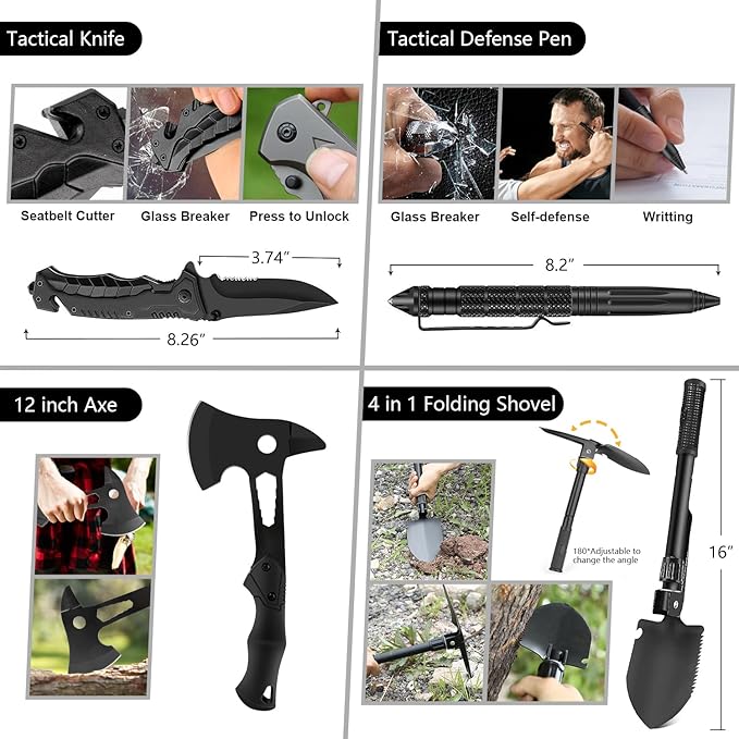 Survival Kit, First Aid Kit Survival Gear and Supplies Emergency Kit with Bug Out Bag Tactical Military Grade Molle IFAK for Camping, Earthquake, Hiking, Hunting, Gifts for Men Dad