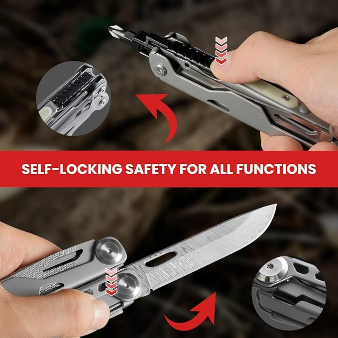 Multitool, 29-in-1 Stainless Steel Multi Tool Pliers with Screwdriver Sleeve, Damascus Pocket Knife, Nylon Sheath for Survival Camping, Hunting and Hiking