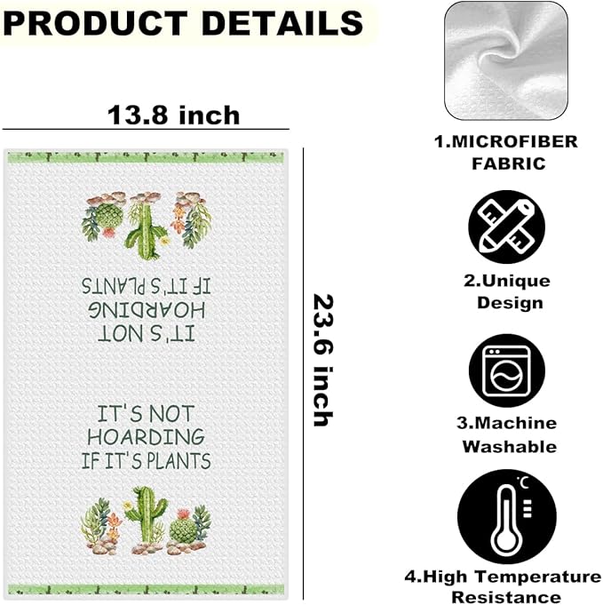 2PCS Gardening Gifts for Plant Lovers Kitchen Towel, Plant Gifts for Women Lady Mom Gardener Teacher, Kitchen Hand Towels, Funny Best Friend Birthday Gift, Waffle Weave Dish Tea Towels