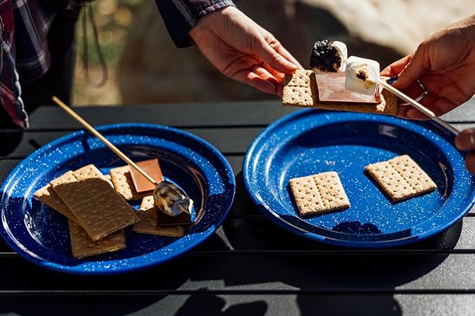 Enamelware for Camping and Backpacking - Cookware Gear Essentials for Camping and Backpacking (Made by Caddis Sports, Inc.) (10 Inch Plate (8 Pack))
