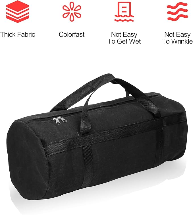 24" Grill Tool Storage Bag, Canvas, Black, Unisex, Classic Style, 60x24x24 cm/24 * 9.4 * 9.4 inches, Zipper Closure, Hand Strap, Perfect for Outdoor Grilling, Camping, Hiking