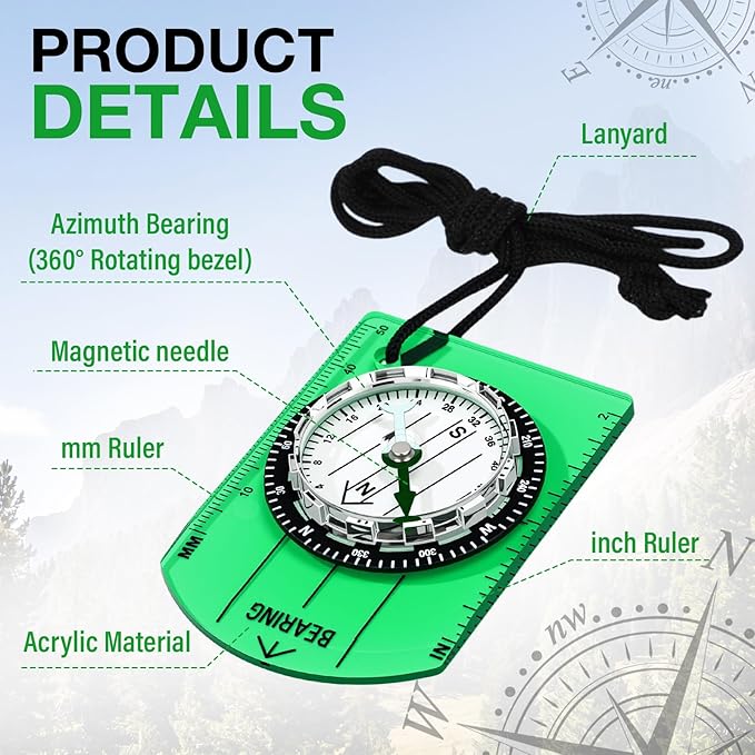 50 Pack Orienteering Compass Bulk Advanced Baseplate Compass Hiking Survival Camping and Navigation Tool Survival Gifts for Hiking Camping Backpacking Map Reading
