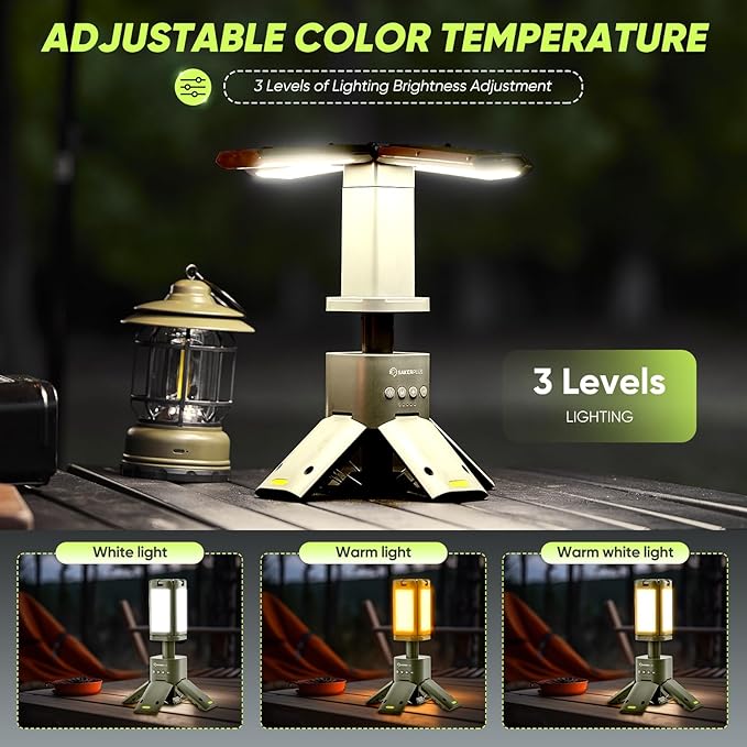 SakerPlus Portable Camping Light, 14000mAh Telescopic Camping Lantern with Rechargeable Power Supply, Dimmable Magnetic Tent Lamps 6000 Lumen Outdoor Work Lights for Hiking,Camping,Home Emergency