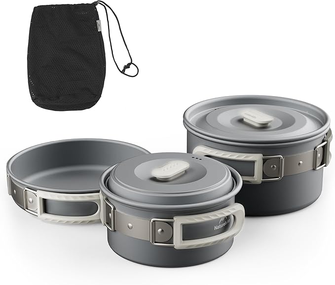 Naturehike Camping Cookware Set Mess Kit for Backpacking Gear, Camp Cooking Set, Camping Pots and Pans Set for Outdoor Backpacking Camping Hiking Picnic