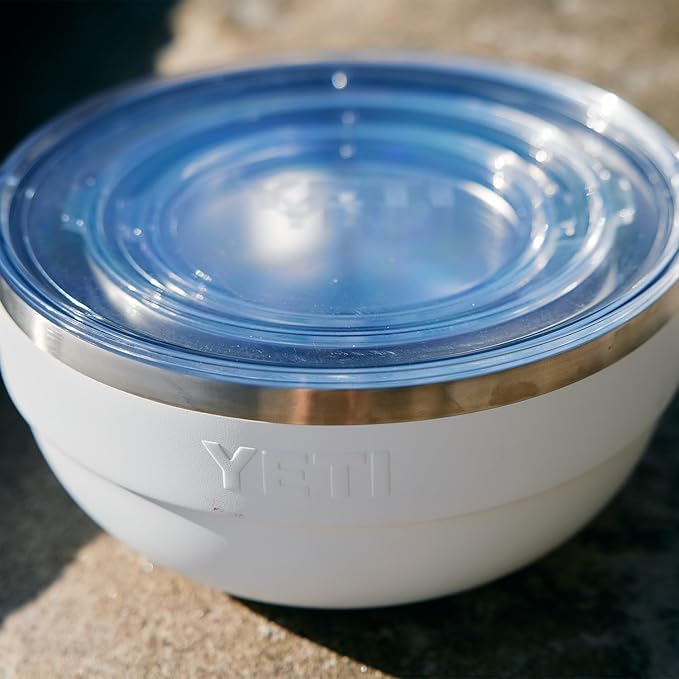YETI Rambler Bowl, Vacuum Insulated, Stackable and Nestable Stainless Steel Bowl with Lid, 1 Quart, Cape Taupe
