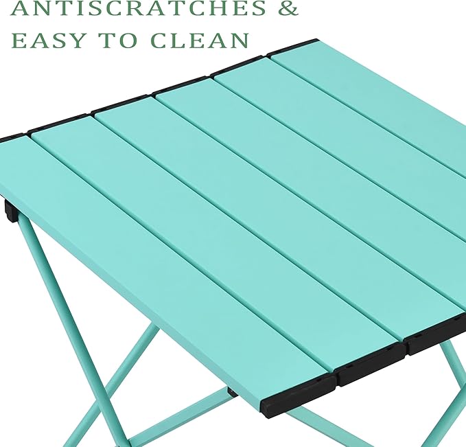 Grope Portable Camping Table with Aluminum Table Top, Folding Beach Table Easy to Carry, Prefect for Outdoor, Picnic, BBQ, Cooking, Festival, Beach, Home (Sky Blue-M)