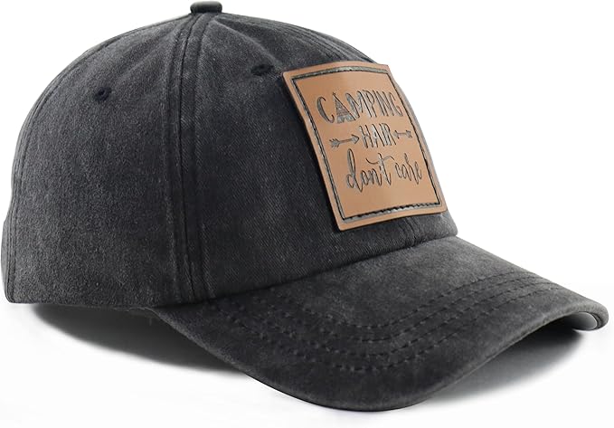 Unisex Camping Hair Don't Care Vintage Adjustable Baseball Cap Denim Dad Hat