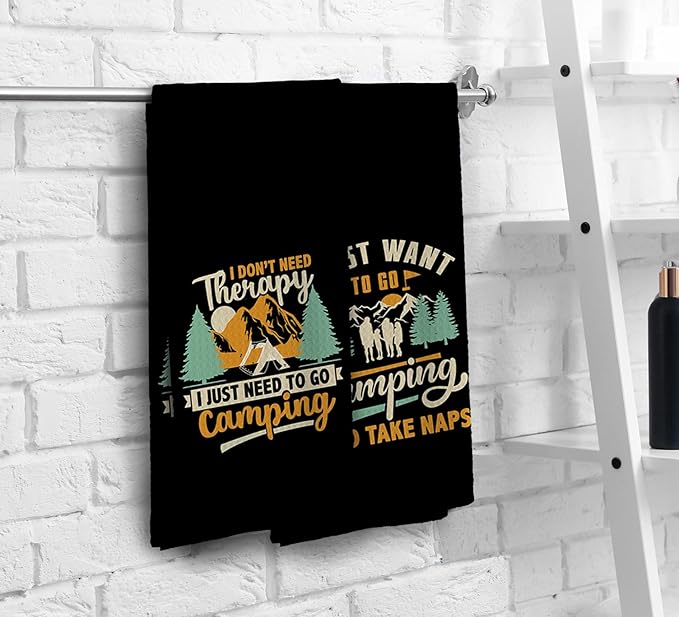Camp Towel, Camper Gifts, Camping Tents Decor, Kitchen Towels, Set of 2, 16x24