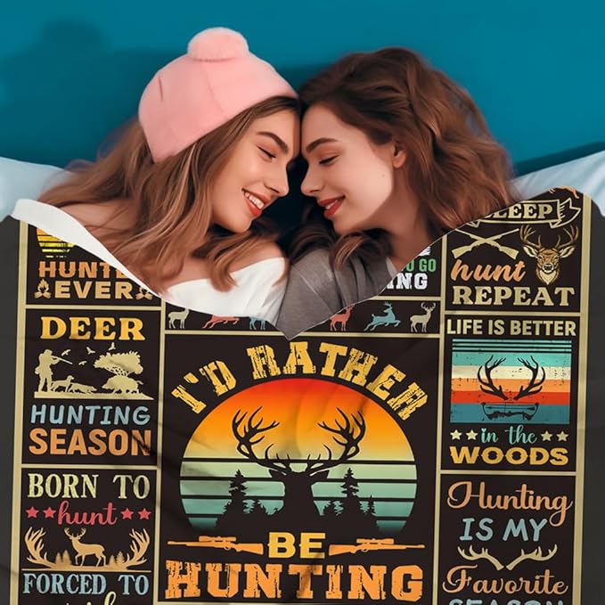 Hunting Gifts for Men Stuff Hunting Essentials Accessories Blanket Throw Deer Hunter Plush Bedding Blanket for Women Men Hunter Kids Teen Birthday Party Decorations Room Decor 50"X40"