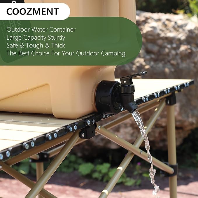 COOZMENT 3.2 Gallon/5 Gallon Water Containers with Spigot, BPA Free Water Jug, Military Green Water Tank, Multifunction Water Storage Containers for Camping Outdoor Hiking,Emergency Stroage