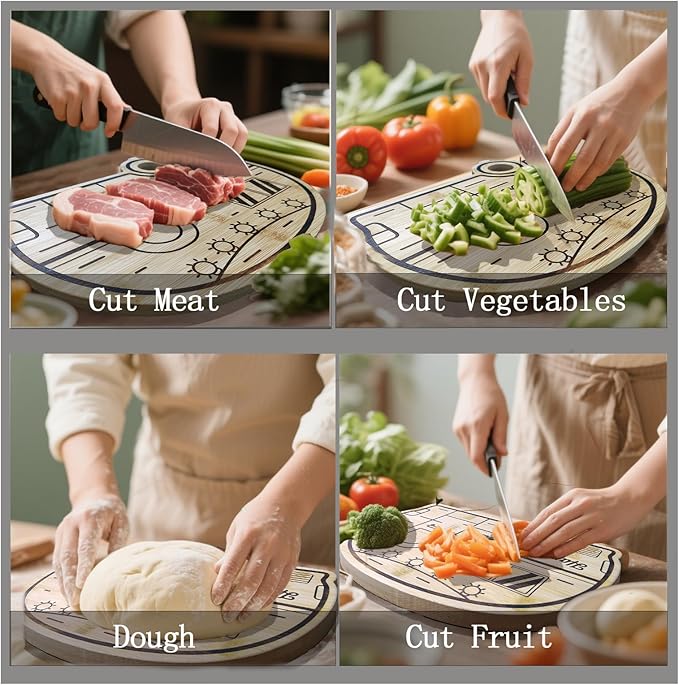 Large Camper Cutting Board, Wood Cutting Board For Kitchen Serving tray and Chopping Board, Unique RV Gifts kitchen Essentials for Women, Bamboo Camping Gifts for Women for Holiday Camping Gift