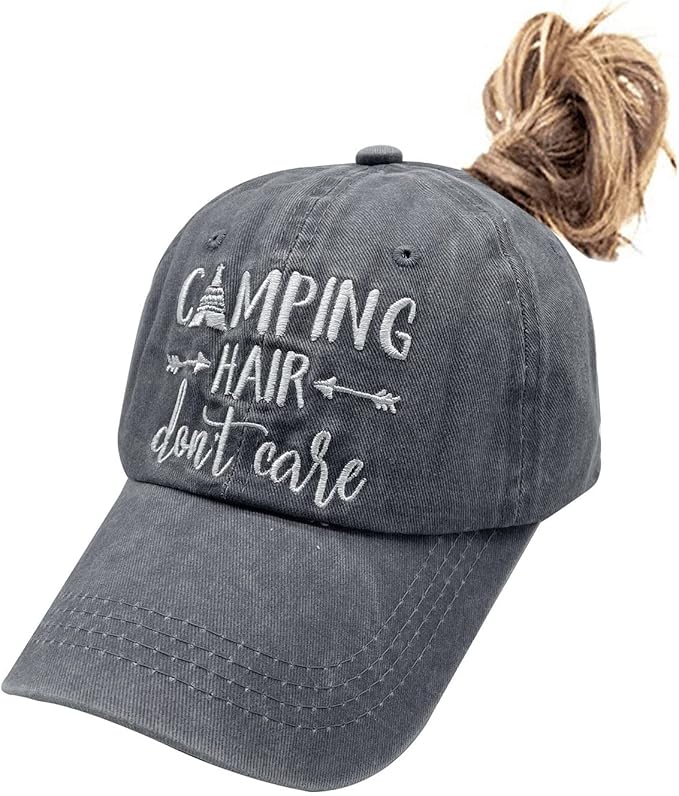 Waldeal Women's Embroidered Adjustable Ponytail Hat Low Profie Washed Baseball Cap