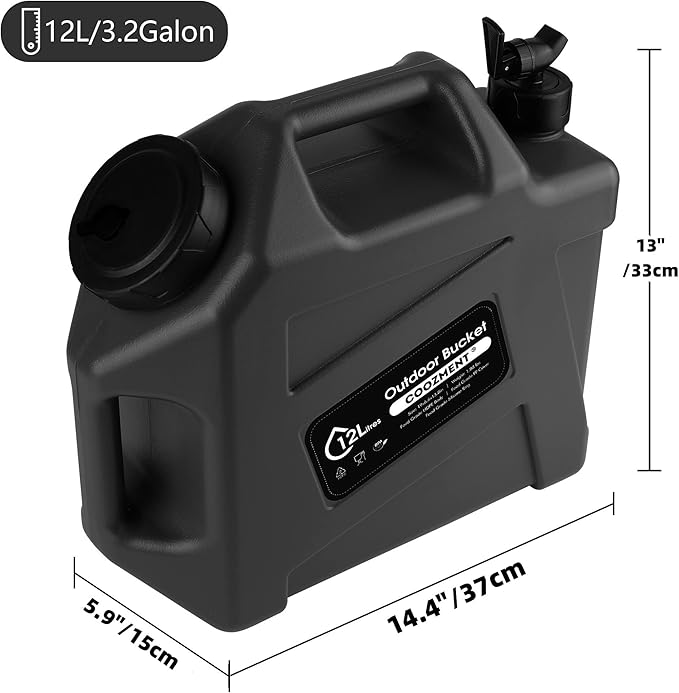 COOZMENT 3.2 Gallon/5 Gallon Water Containers with Spigot, BPA Free Water Jug, Military Green Water Tank, Multifunction Water Storage Containers for Camping Outdoor Hiking,Emergency Stroage