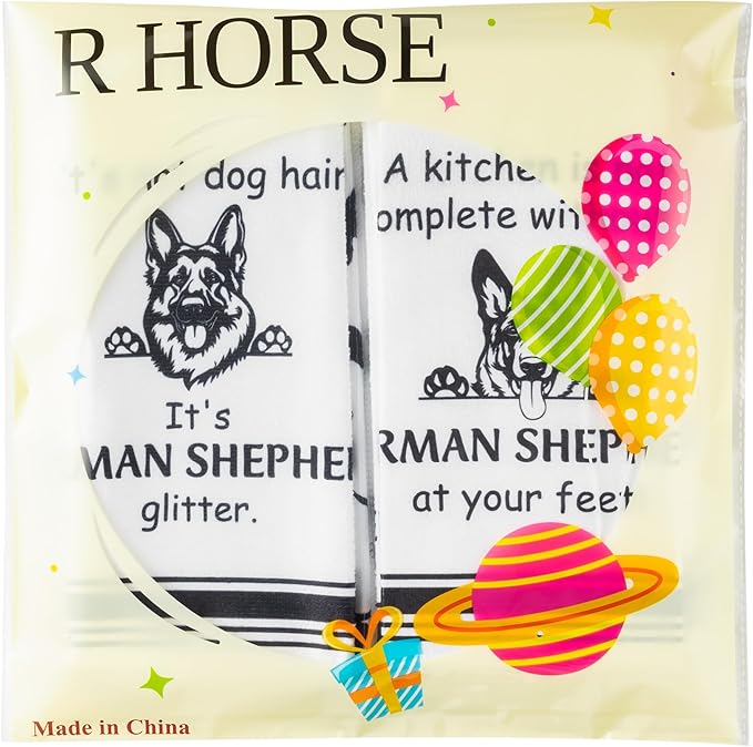 R HORSE German Shepherd Kitchen Dish Towel - 5Pcs Cute German Shepherd Cleaning Dishcloth Animal Dog Absorbent Bar Quick Dry Hand Towel Tea Towels for Dog Lovers Bathroom Kitchen Home Decors