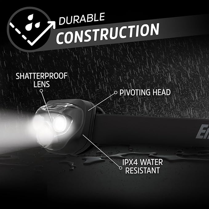 Energizer PRO-260 LED Headlamp (4-Pack), IPX4 Water Resistant Headlamps, High-Performance Head Light for Outdoors, Camping, Running, Storm, Survival LED Light for Emergencies (Batteries Included)