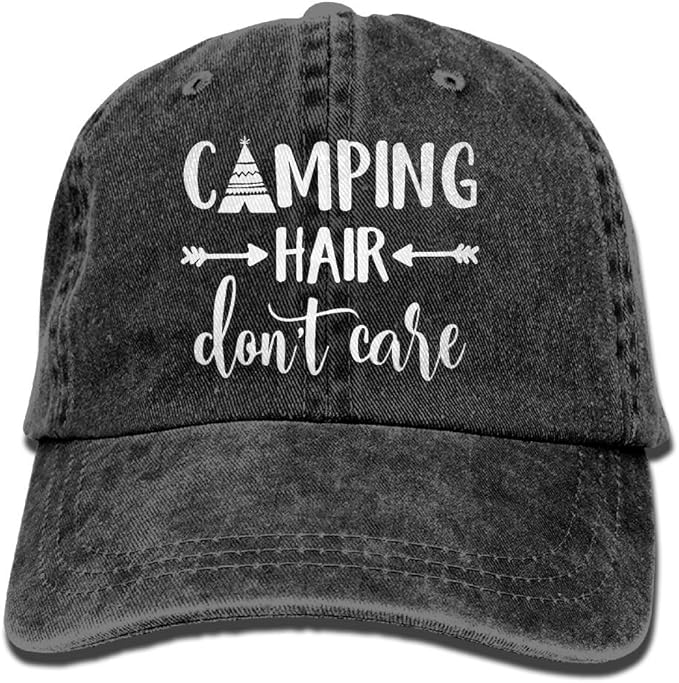 Unisex Camping Hair Don't Care Vintage Adjustable Baseball Cap Denim Dad Hat